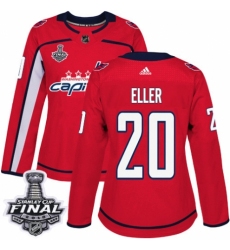 Women's Adidas Washington Capitals #20 Lars Eller Authentic Red Home 2018 Stanley Cup Final NHL Jersey
