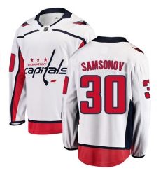 Youth Washington Capitals #30 Ilya Samsonov Fanatics Branded White Away Breakaway NHL Jersey