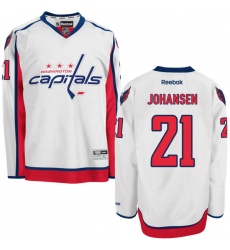 Women's Reebok Washington Capitals #21 Lucas Johansen Authentic White Away NHL Jersey