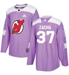 Youth Adidas New Jersey Devils #37 Pavel Zacha Authentic Purple Fights Cancer Practice NHL Jersey