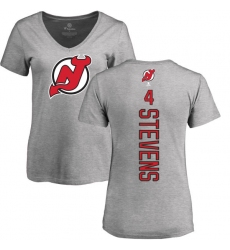 NHL Women's Adidas New Jersey Devils #4 Scott Stevens Ash Backer T-Shirt