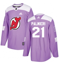 Men's Adidas New Jersey Devils #21 Kyle Palmieri Authentic Purple Fights Cancer Practice NHL Jersey