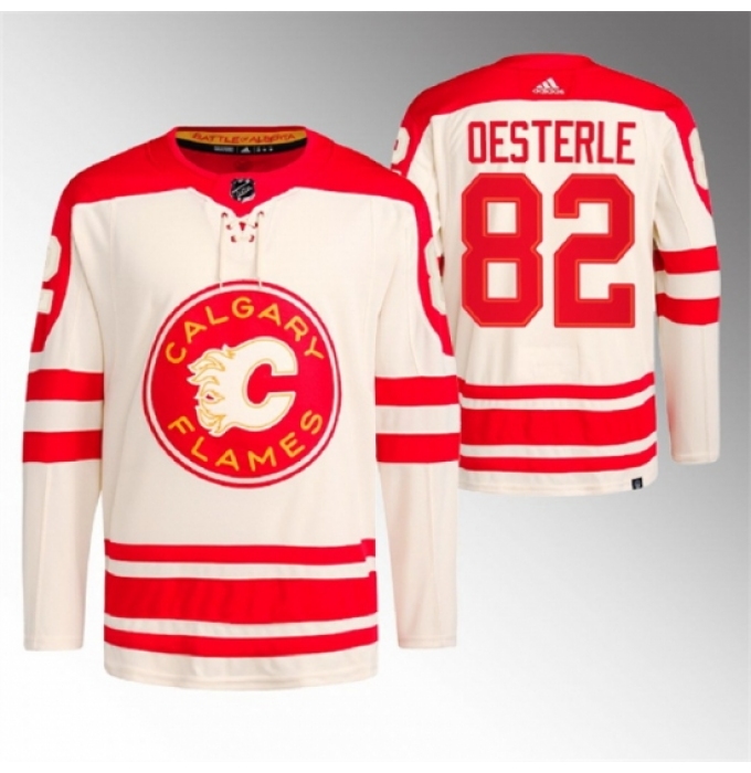Men's Calgary Flames #82 Jordan Oesterle 2023 Cream Heritage Classic Primegreen Stitched Jersey