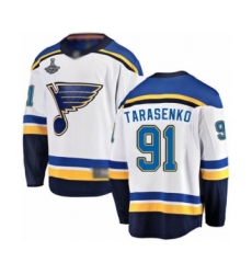 Youth St. Louis Blues #91 Vladimir Tarasenko Fanatics Branded White Away Breakaway 2019 Stanley Cup Champions Hockey Jersey