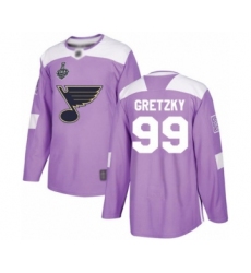 Men's St. Louis Blues #99 Wayne Gretzky Authentic Purple Fights Cancer Practice 2019 Stanley Cup Final Bound Hockey Jersey
