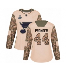 Women's St. Louis Blues #44 Chris Pronger Authentic Camo Veterans Day Practice 2019 Stanley Cup Champions Hockey Jersey