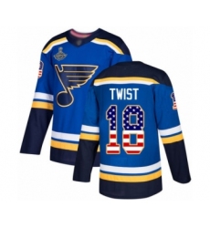 Youth St. Louis Blues #18 Tony Twist Authentic Blue USA Flag Fashion 2019 Stanley Cup Champions Hockey Jersey