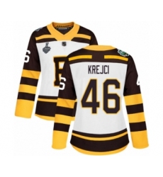 Women's Boston Bruins #46 David Krejci Authentic White Winter Classic 2019 Stanley Cup Final Bound Hockey Jersey