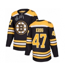 Men's Boston Bruins #47 Torey Krug Authentic White Away Fanatics Branded Breakaway 2019 Stanley Cup Final Bound Hockey Jersey
