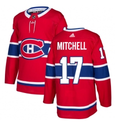 Men's Adidas Montreal Canadiens #17 Torrey Mitchell Premier Red Home NHL Jersey
