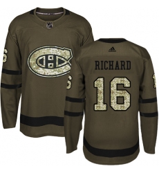 Youth Adidas Montreal Canadiens #16 Henri Richard Premier Green Salute to Service NHL Jersey