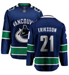 Youth Vancouver Canucks #21 Loui Eriksson Fanatics Branded Blue Home Breakaway NHL Jersey