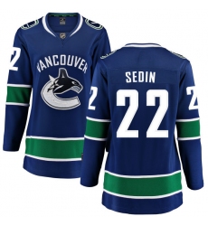 Women's Vancouver Canucks #22 Daniel Sedin Fanatics Branded Blue Home Breakaway NHL Jersey