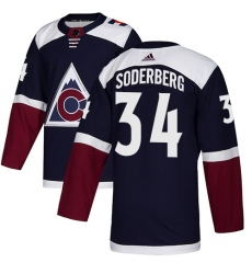 Youth Adidas Colorado Avalanche #34 Carl Soderberg Authentic Navy Blue Alternate NHL Jersey