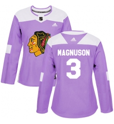 Women's Adidas Chicago Blackhawks #3 Keith Magnuson Authentic Purple Fights Cancer Practice NHL Jersey