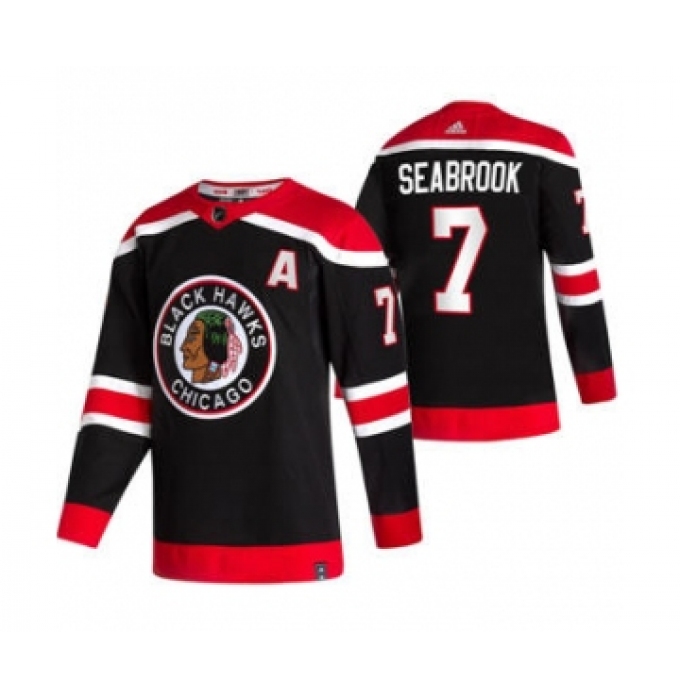 Men's Chicago Blackhawks #7 Brent Seabrook Black 2020-21 Reverse Retro Alternate Hockey Jersey