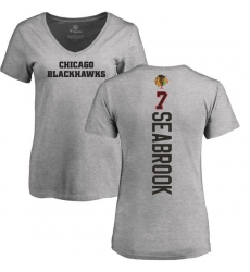 NHL Women's Adidas Chicago Blackhawks #7 Brent Seabrook Ash Backer T-Shirt