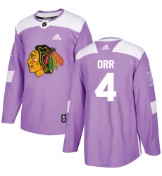 Youth Adidas Chicago Blackhawks #4 Bobby Orr Authentic Purple Fights Cancer Practice NHL Jersey