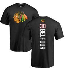 NHL Adidas Chicago Blackhawks #30 ED Belfour Black Backer T-Shirt