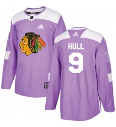 Youth Adidas Chicago Blackhawks #9 Bobby Hull Authentic Purple Fights Cancer Practice NHL Jersey