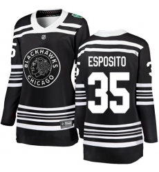 Women's Chicago Blackhawks #35 Tony Esposito Black 2019 Winter Classic Fanatics Branded Breakaway NHL Jersey