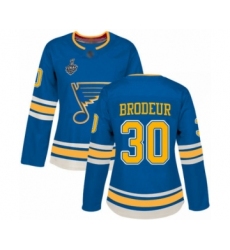 Women's St. Louis Blues #30 Martin Brodeur Authentic Navy Blue Alternate 2019 Stanley Cup Final Bound Hockey Jersey