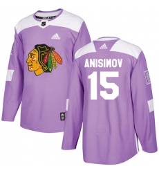 Youth Adidas Chicago Blackhawks #15 Artem Anisimov Authentic Purple Fights Cancer Practice NHL Jersey