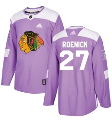 Youth Adidas Chicago Blackhawks #27 Jeremy Roenick Authentic Purple Fights Cancer Practice NHL Jersey