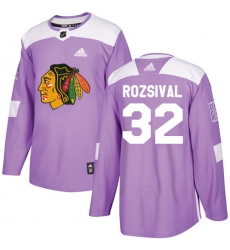 Men's Adidas Chicago Blackhawks #32 Michal Rozsival Authentic Purple Fights Cancer Practice NHL Jersey