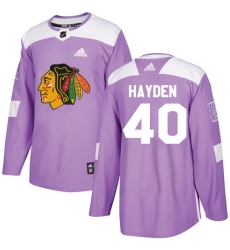 Youth Adidas Chicago Blackhawks #40 John Hayden Authentic Purple Fights Cancer Practice NHL Jersey