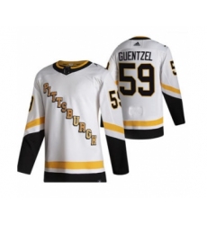 Men's Pittsburgh Penguins #59 Jake Guentzel White 2020-21 Reverse Retro Alternate Hockey Jersey