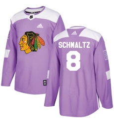 Youth Adidas Chicago Blackhawks #8 Nick Schmaltz Authentic Purple Fights Cancer Practice NHL Jersey