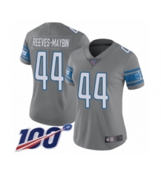 Women's Detroit Lions #44 Jalen Reeves-Maybin Limited Steel Rush Vapor Untouchable 100th Season Football Jersey