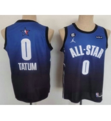 Men's Boston Celtics #0 Jayson Tatum Navy Blue 2022 All Star 6 Patchs Icon Sponsor Swingman Jersey