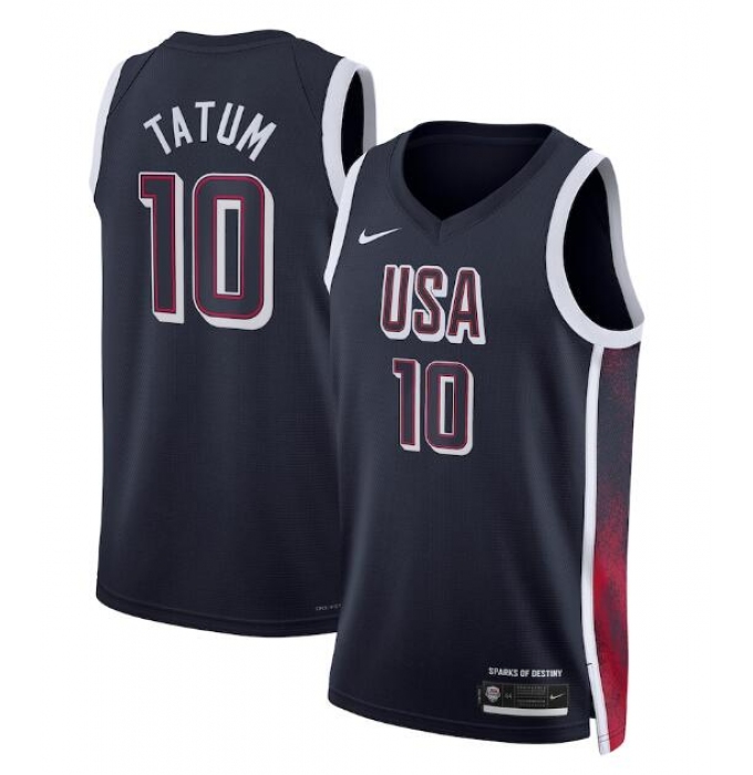 Men's USA Basketball #10 Jayson Tatum Navy 2024 Swingman Stitched Jersey