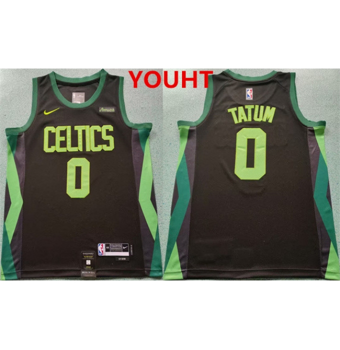 Youth Boston Celtics #0 Jayson Tatum Black 2024-25 City Edition Statement Edition Stitched Basketball Jersey