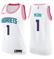 Women's Nike Charlotte Hornets #1 Malik Monk Swingman White/Pink Fashion NBA Jersey