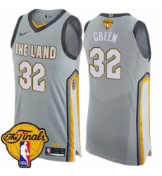 Men's Nike Cleveland Cavaliers #32 Jeff Green Authentic Gray 2018 NBA Finals Bound NBA Jersey - City Edition