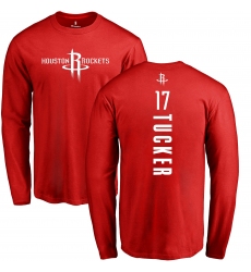 NBA Nike Houston Rockets #17 PJ Tucker Red Backer Long Sleeve T-Shirt