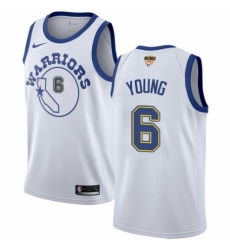 Men's Nike Golden State Warriors #6 Nick Young Authentic White Hardwood Classics 2018 NBA Finals Bound NBA Jersey