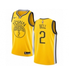 Men's Nike Golden State Warriors #2 Jordan Bell Yellow Swingman Jersey - Earned Edition