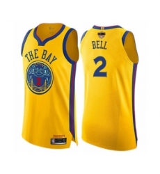 Women's Golden State Warriors #2 Jordan Bell Swingman Gold 2019 Basketball Finals Bound Basketball Jersey - City Edition