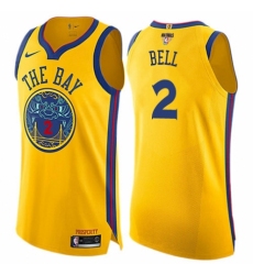 Women's Nike Golden State Warriors #2 Jordan Bell Swingman Gold 2018 NBA Finals Bound NBA Jersey - City Edition