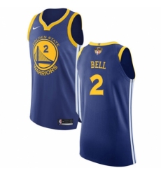 Youth Nike Golden State Warriors #2 Jordan Bell Authentic Royal Blue Road 2018 NBA Finals Bound NBA Jersey - Icon Edition