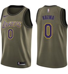 Men's Nike Los Angeles Lakers #0 Kyle Kuzma Swingman Green Salute to Service NBA Jersey