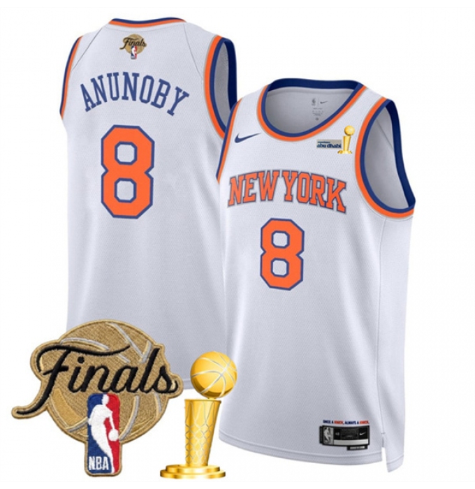 New Yok Knicks #8 OG Anunoby White 2026 Finals And Finals Champions Association Edition Stitched Basketball Jersey