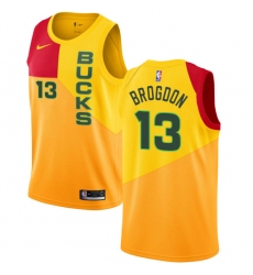 Women's Nike Milwaukee Bucks #13 Malcolm Brogdon Swingman Yellow NBA Jersey - City Edition