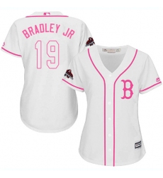 Women's Majestic Boston Red Sox #19 Jackie Bradley Jr Authentic White Fashion 2018 World Series Champions MLB Jersey
