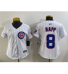 Youth Chicago Cubs #8 Ian Happ White Home Limited Stitched Baseball Jersey