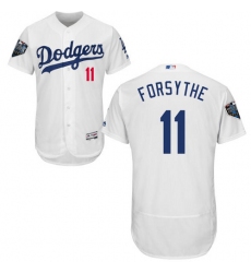 Men's Majestic Los Angeles Dodgers #11 Logan Forsythe White Home Flex Base Authentic Collection 2018 World Series MLB Jerseyey